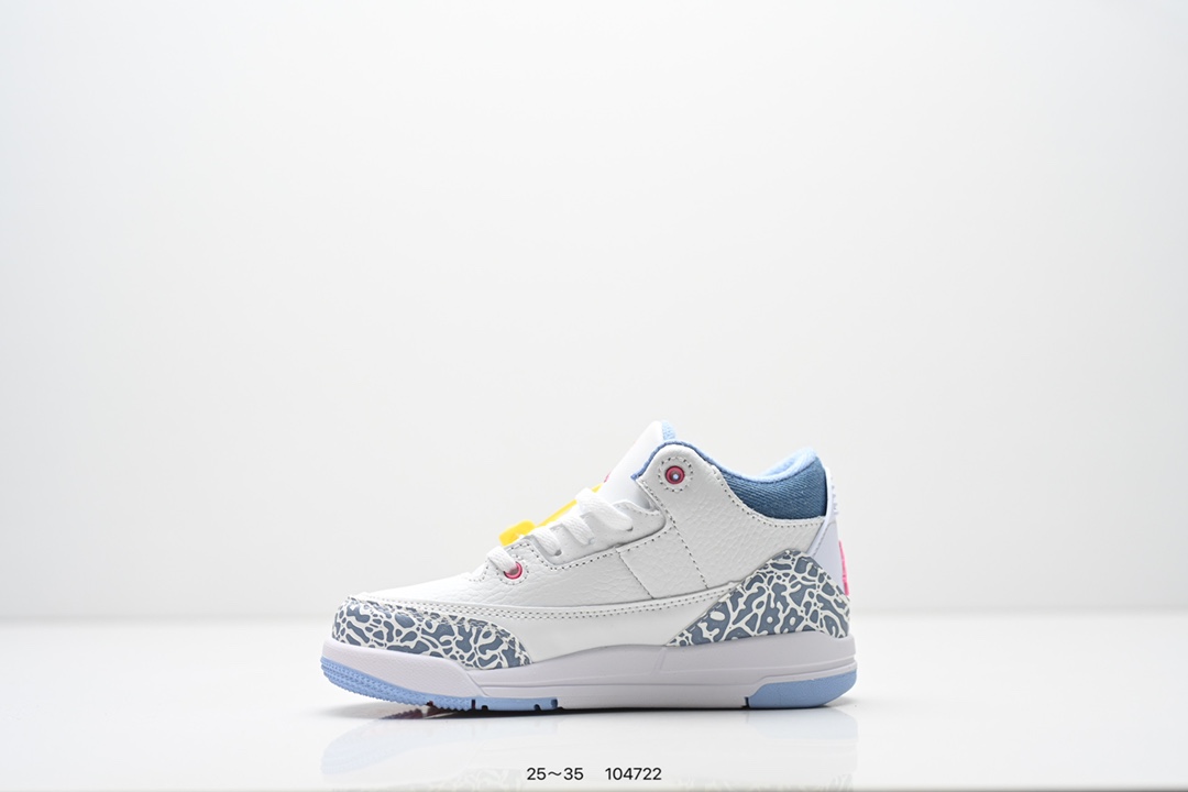 图片[3]-童鞋：Air Jordan 3 Retro 复刻白水泥 AJ3 乔丹3代 aj3 乔3 经典复刻白水泥 乔丹篮球鞋系列 鞋身以白色为主调，采用优质皮革材质搭配鞋头及后跟处的经典元素爆裂纹，搭配灰色外底，简约而不失活力，纯色鞋身也很好地渲染了其不凡的质感。至于细节，该鞋款后跟处的Jumpman Logo同样采用黑色打造，鞋口及鞋面则添加了透气孔设计，更适合炎热的夏日。 货号：DN3707-100 尺码：如图所示-选品中心