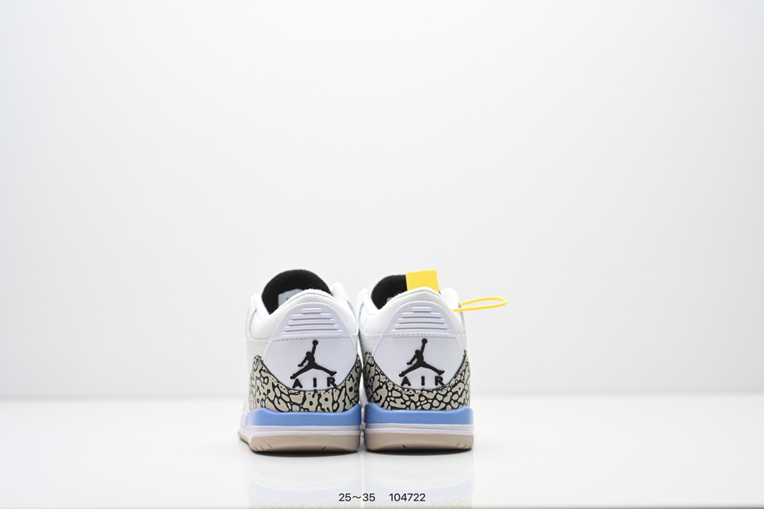 图片[7]-童鞋：Air Jordan 3 Retro 复刻白水泥 AJ3 乔丹3代 aj3 乔3 经典复刻白水泥 乔丹篮球鞋系列 鞋身以白色为主调，采用优质皮革材质搭配鞋头及后跟处的经典元素爆裂纹，搭配灰色外底，简约而不失活力，纯色鞋身也很好地渲染了其不凡的质感。至于细节，该鞋款后跟处的Jumpman Logo同样采用黑色打造，鞋口及鞋面则添加了透气孔设计，更适合炎热的夏日。 货号：DN3707-100 尺码：如图所示-选品中心