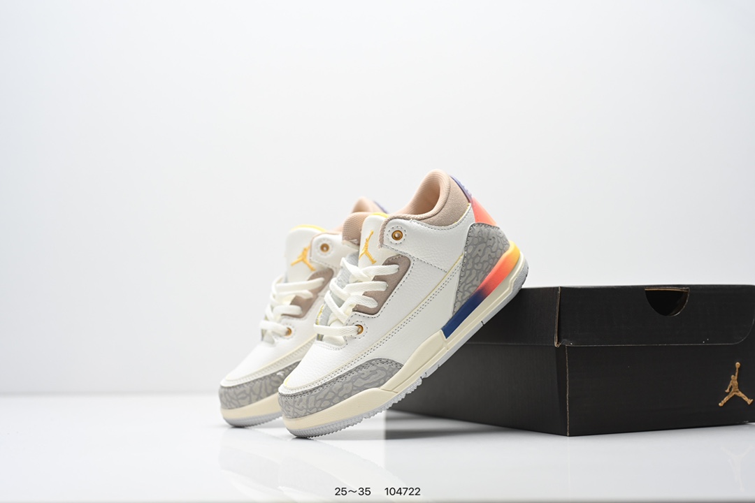 图片[6]-集合 童鞋：Air Jordan 3 Retro 复刻白水泥 AJ3 乔丹3代 aj3 乔3 经典复刻白水泥 乔丹篮球鞋系列 鞋身以白色为主调，采用优质皮革材质搭配鞋头及后跟处的经典元素爆裂纹，搭配灰色外底，简约而不失活力，纯色鞋身也很好地渲染了其不凡的质感。至于细节，该鞋款后跟处的Jumpman Logo同样采用黑色打造，鞋口及鞋面则添加了透气孔设计，更适合炎热的夏日。 货号：DN3707-100 尺码：如图所示-选品中心