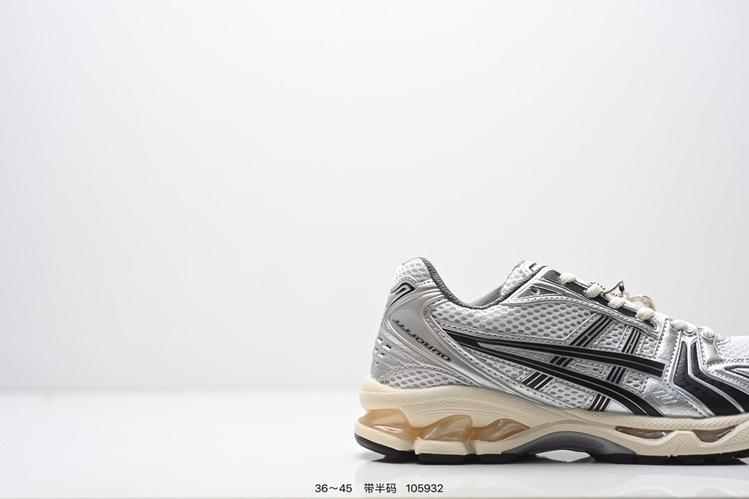 💰160
Asics Gel-Kayano 14 
ASICS (亚瑟士） 是日本实业家鬼家喜八郎创立的跑鞋运动品牌，名宇想法源自著名的拉丁谚语’AnimaSana In Corpore Sano’，意为“健全的精神寓于强健的体魄”。正如其名字的含义，ASICS亚瑟
士一直坚信保持身体的健康与活力是打造健康快乐的生活方式的最佳途径。亚瑟士的跑鞋、篮球鞋等系列集专业与美貌于一身，拥有极高的热度。2016年，ASICS在“2016年日本最佳全球品牌“排行榜名列第17名。
货号：1201A161-301
编码：105932
Size:36～45半
