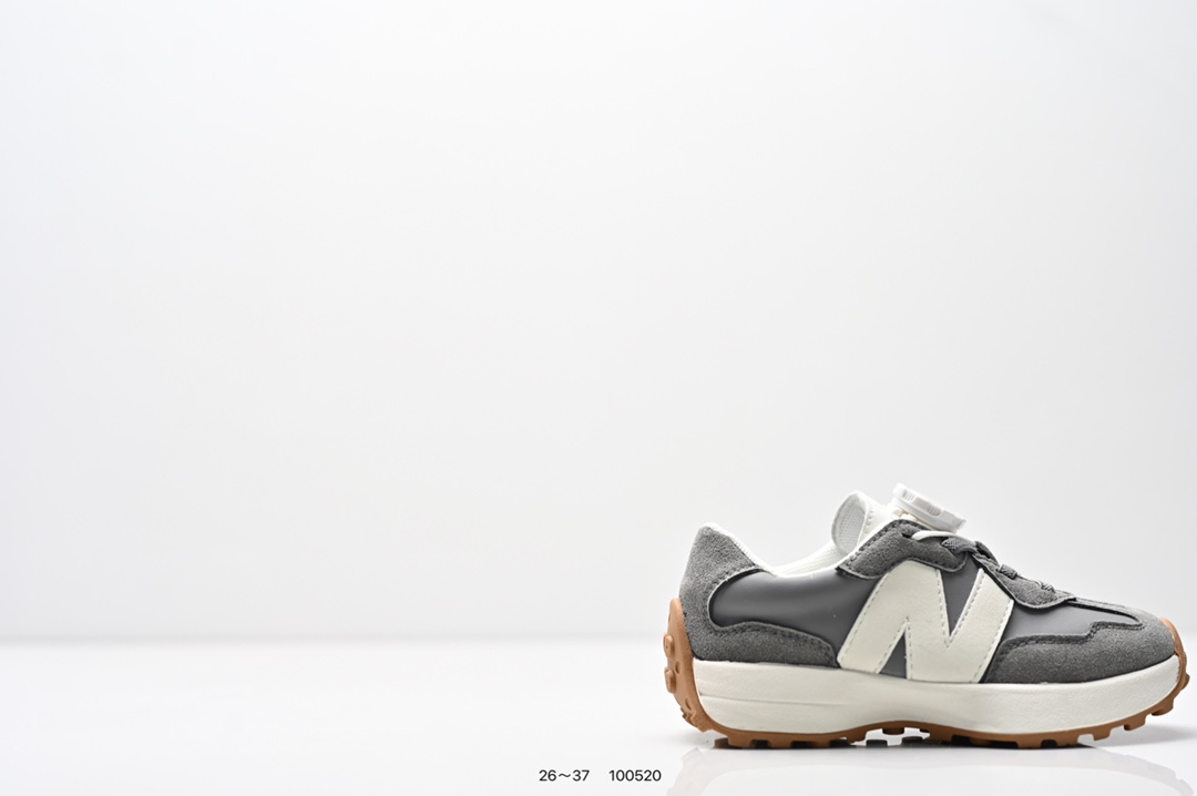 图片[2]-童鞋：NB新百伦New Balance MS327系列复古休闲运动慢跑鞋“皮革米白灰海军绿生胶底” 货号：WS327LG1 尺码：26～37-选品中心