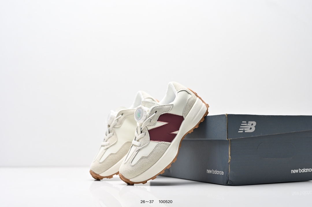 图片[9]-童鞋：NB新百伦New Balance MS327系列复古休闲运动慢跑鞋“皮革米白灰海军绿生胶底” 货号：WS327LG1 尺码：26～37-选品中心