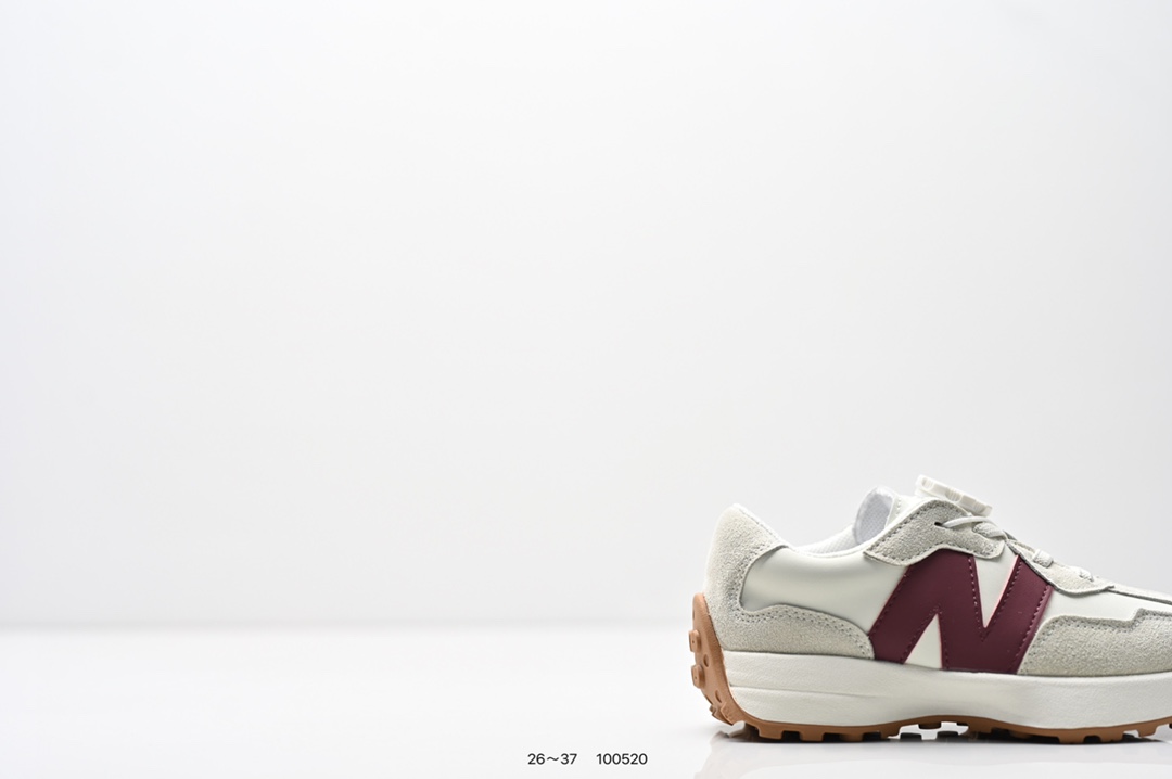 图片[2]-童鞋：NB新百伦New Balance MS327系列复古休闲运动慢跑鞋“皮革米白灰海军绿生胶底” 货号：WS327LG1 尺码：26～37-选品中心