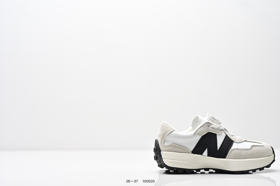 图片[2]-童鞋：NB新百伦New Balance MS327系列复古休闲运动慢跑鞋“皮革米白灰海军绿生胶底” 货号：WS327LG1 尺码：26～37-选品中心