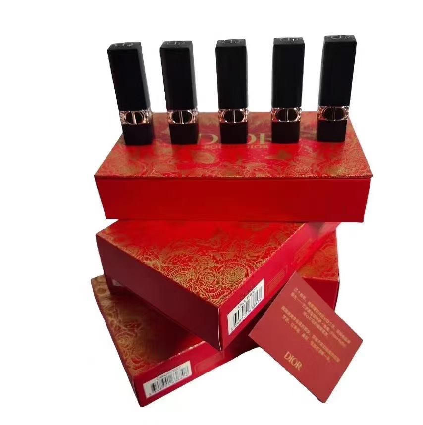 Envío rápido/53🎉🎉🎉 set de 5 mini labiales Dior New Look Blue Gold! Tonos: 999, 720, 840, 217, 100.