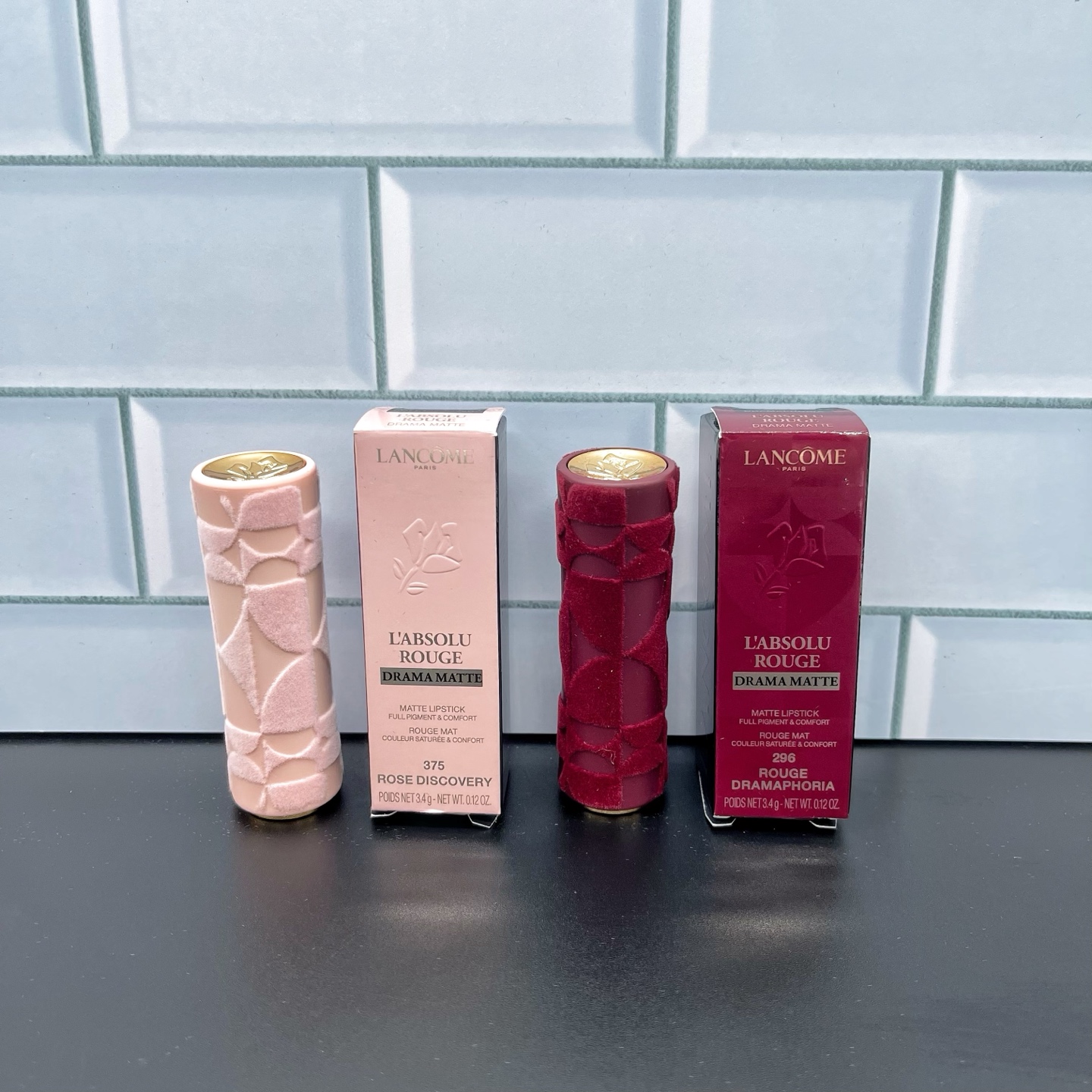 Lancôme lápiz labial de doble color 3.4g 296# 375# con etiqueta en chino, 12 piezas 360