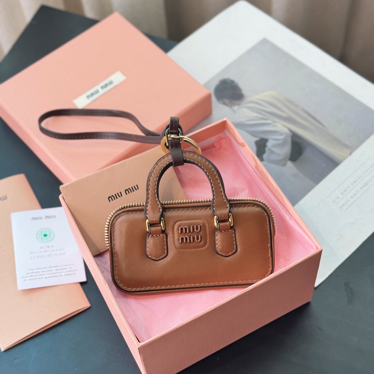 Miu Miu Mini Arcadie Leather Bag Charm - Chic Handbag Accessory