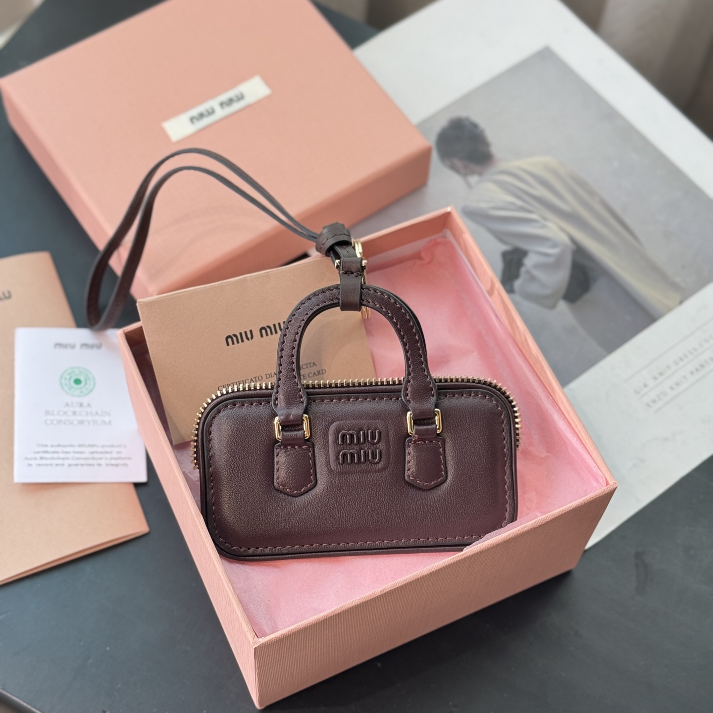 Miu Miu Mini Arcadie Leather Bag Charm - Chic Handbag Accent