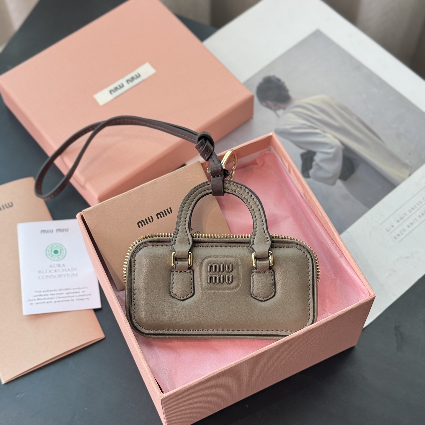 Miu Miu Mini Arcadie Leather Bag Charm - Elegant Handbag Accessory