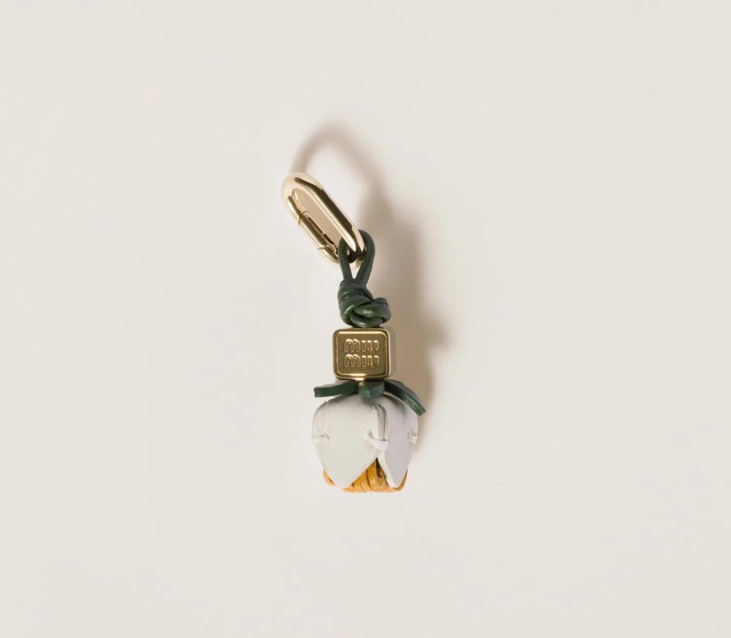 Miu Miu Flower Leather Bag Charm - Elegant and Playful Accessory