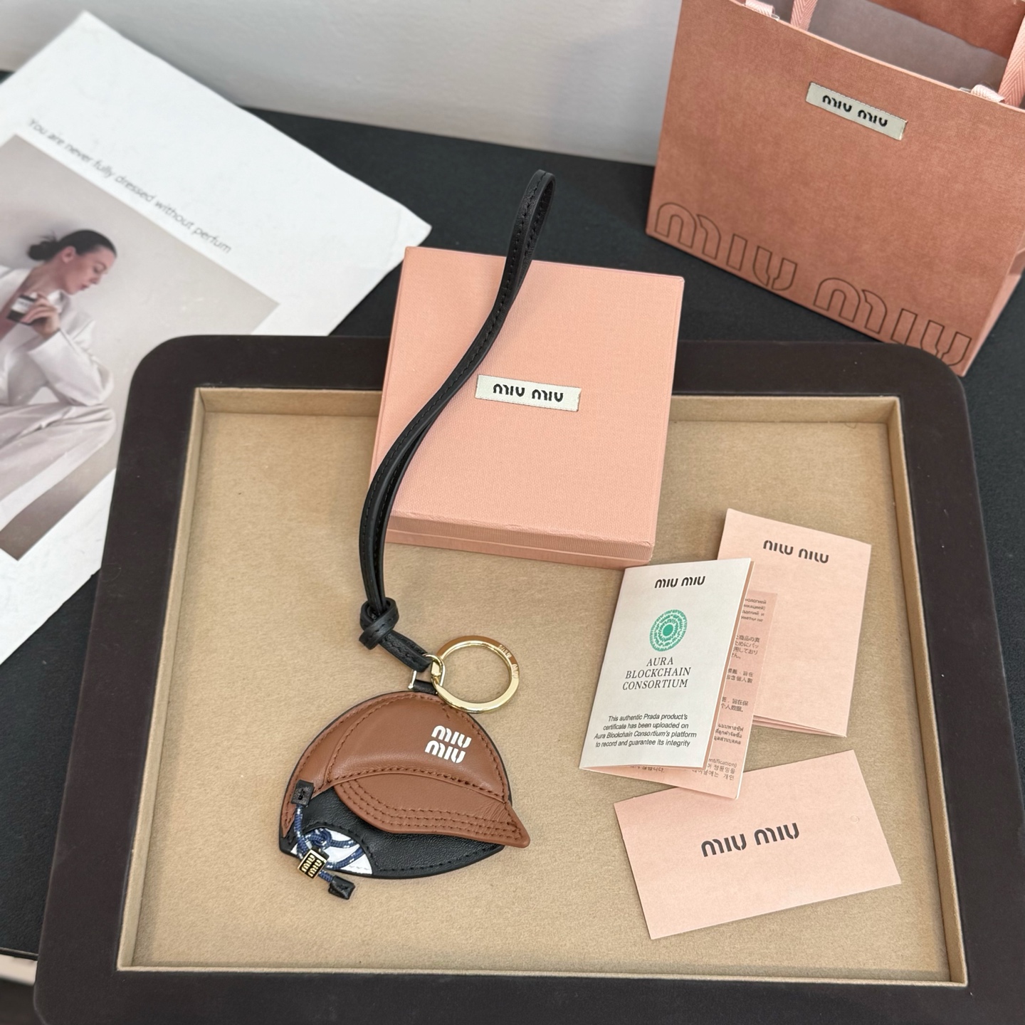 Miu Miu Leather Baseball Cap Charm - Unique Bag Accessory