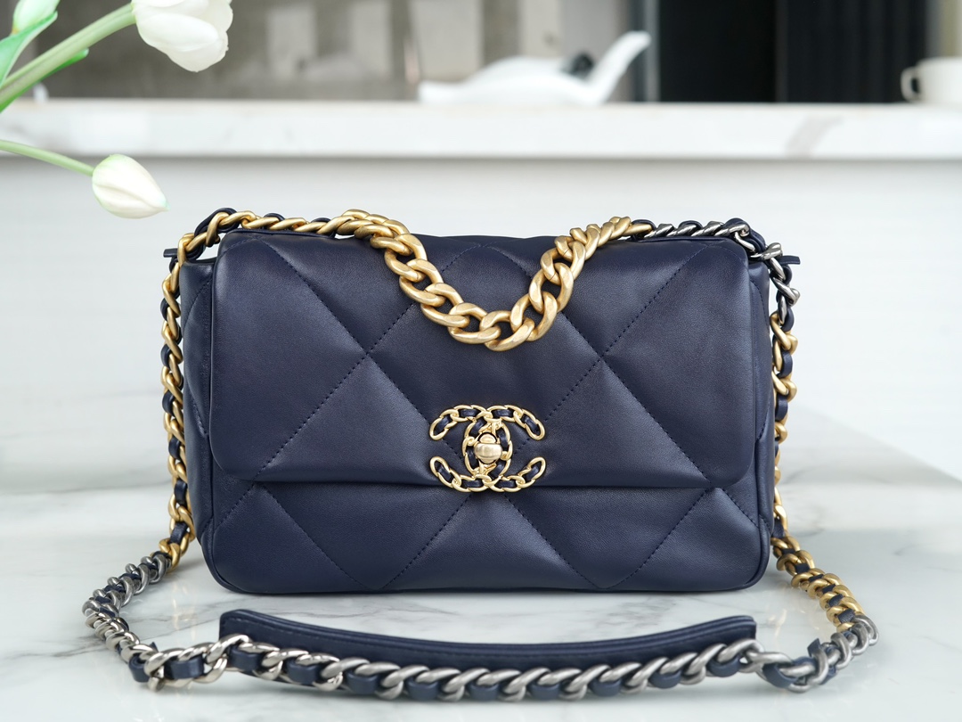Chanel Bags Handbags Blue Dark Lambskin Sheepskin