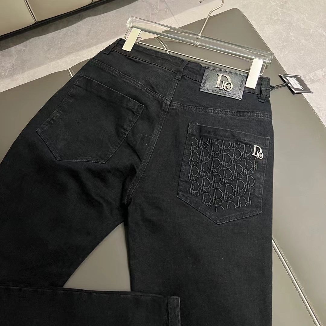 Dior Clothing Jeans Grey Genuine Leather