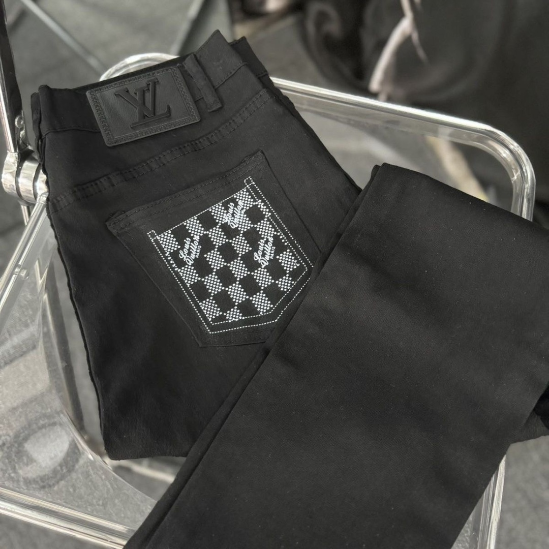 Buy Best High-Quality
 Louis Vuitton Clothing Jeans Pants & Trousers Black Cotton Denim