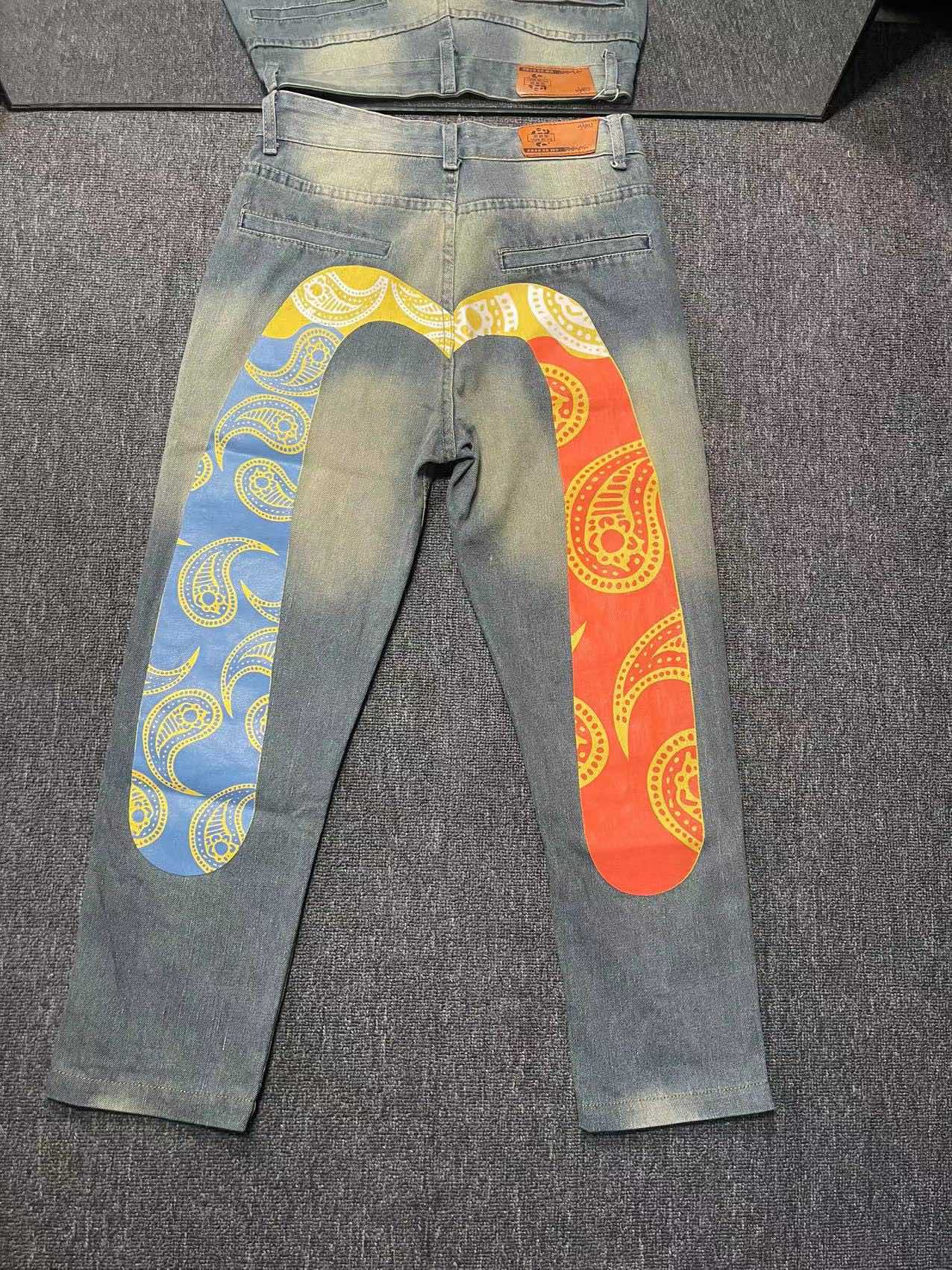 Best
 Evisu Clothing Jeans Pants & Trousers White Printing Unisex Denim