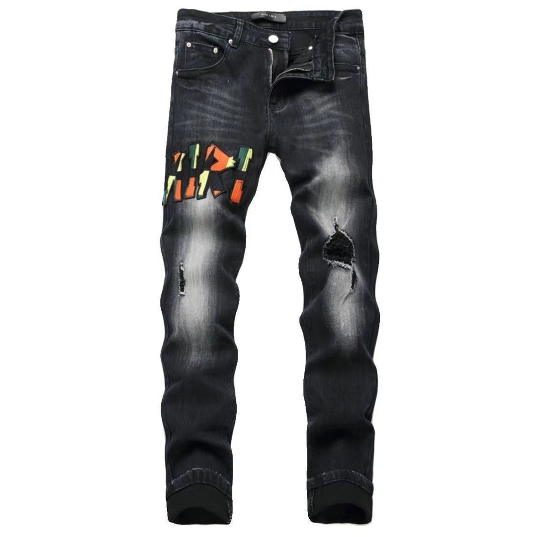 Trendy High Street Style: Oversized AMIRI MX1 Cowpants with Embroidery for Men