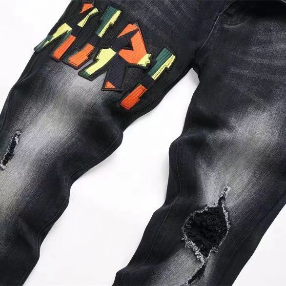 Trendy High Street Style: Oversized AMIRI MX1 Cowpants with Embroidery for Men - 图片 6