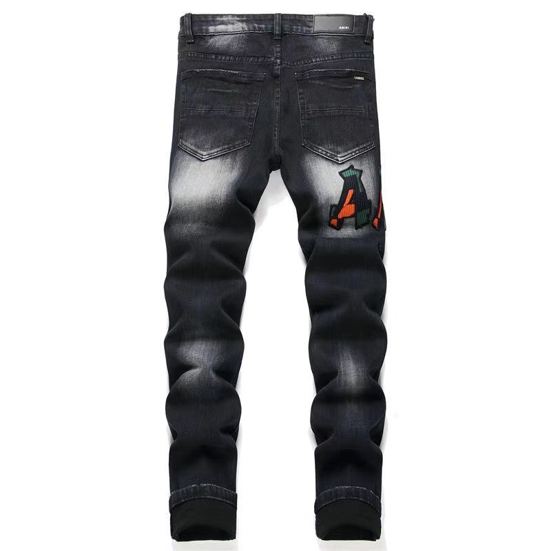 Trendy High Street Style: Oversized AMIRI MX1 Cowpants with Embroidery for Men - 图片 2