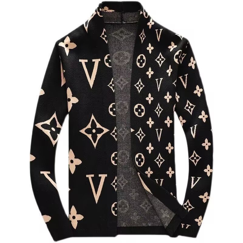 LV Louie’s Classic Zipper Jacket with Semi-High Collar and Knitted Sleeves in Picture Color - 图片 2