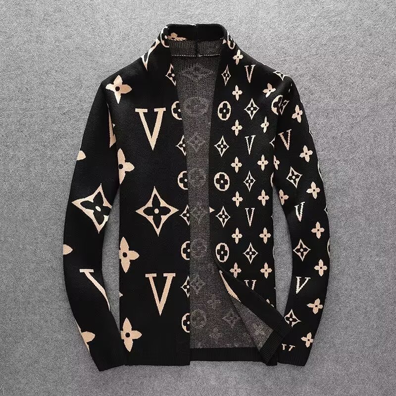 LV Louie’s Classic Zipper Jacket with Semi-High Collar and Knitted Sleeves in Picture Color - 图片 5