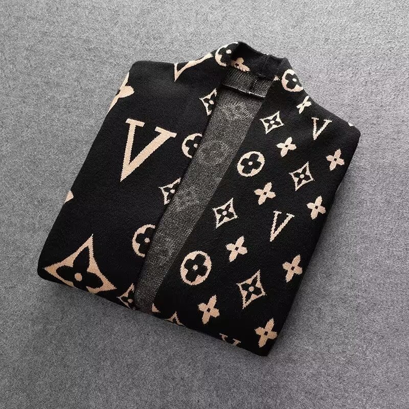 LV Louie’s Classic Zipper Jacket with Semi-High Collar and Knitted Sleeves in Picture Color - 图片 7