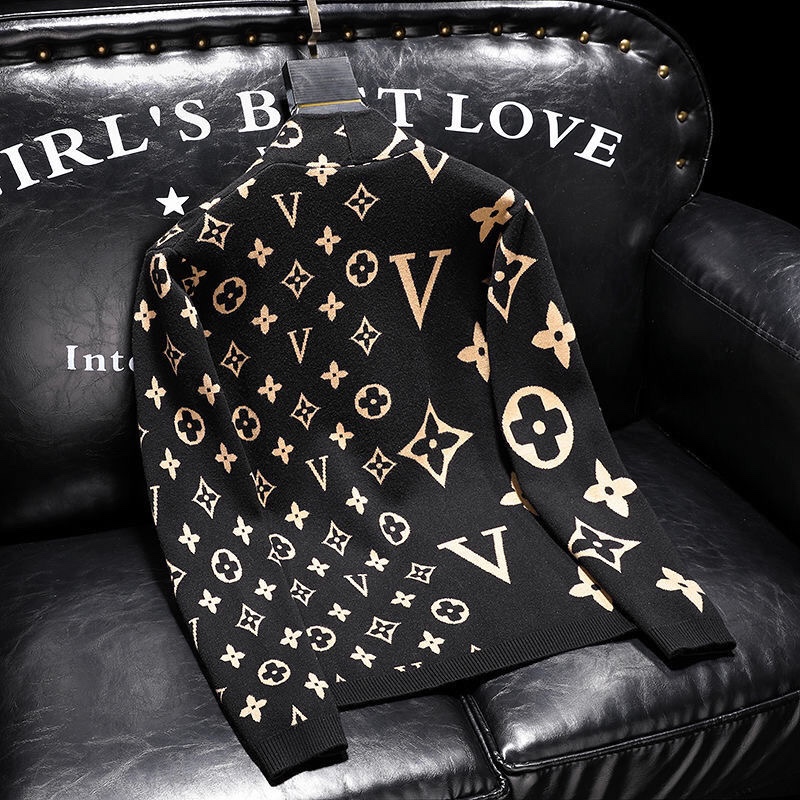 LV Louie’s Classic Zipper Jacket with Semi-High Collar and Knitted Sleeves in Picture Color - 图片 9