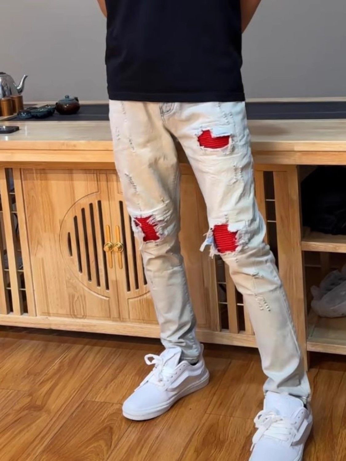 Trendy High Street Style: Oversized AMIRI MX1 Cowboy Pants for Boys - 图片 3