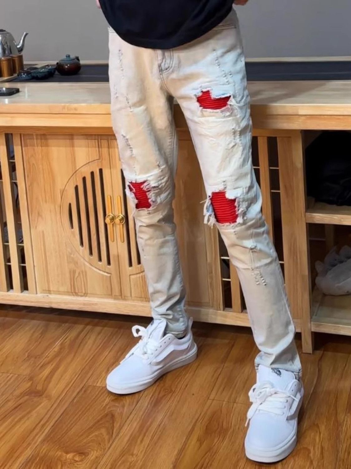 Trendy High Street Style: Oversized AMIRI MX1 Cowboy Pants for Boys - 图片 2