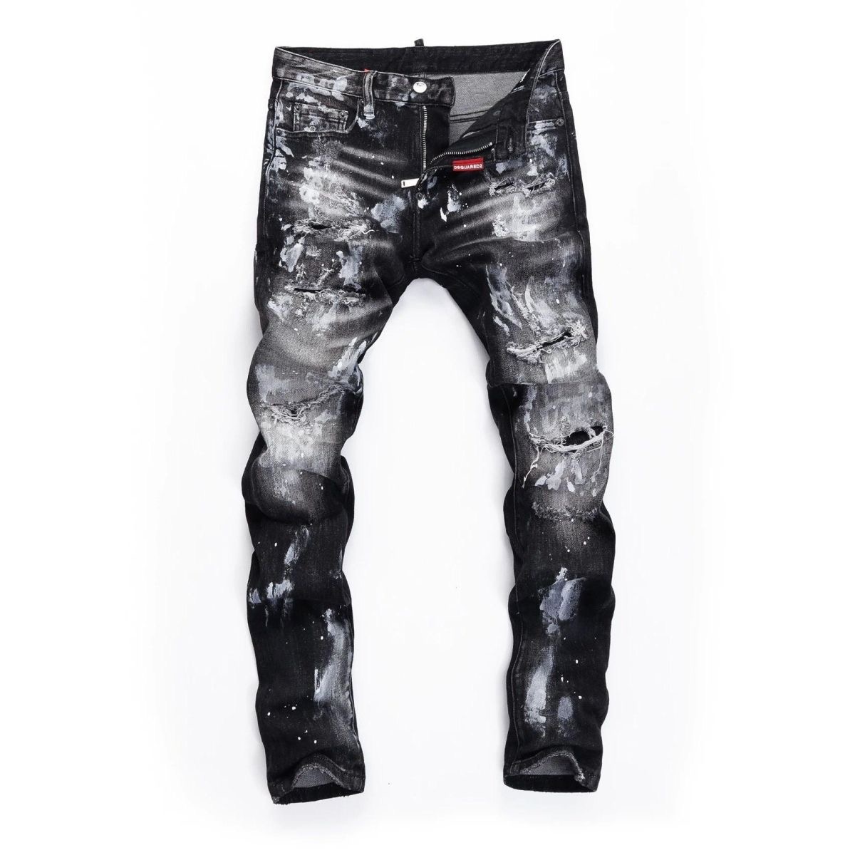 款号Cc844 D2新款泼墨男士破洞潮牌牛仔裤弹力个性补丁修身小脚乞丐裤子顶级用料超柔高棉水洗牛仔面料每一件水洗费用高达常规工艺三倍之多 触感极致细腻 质感非常好 全身简约大气设计 裤子后口袋采用高端直喷工艺 极为精致 细节满分 颜色:图片色