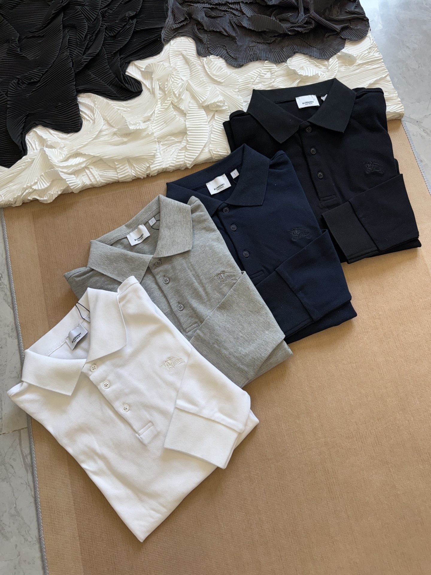 Burberry Men's Long Sleeve Polo Shirt Classic Fit Embroidered Logo