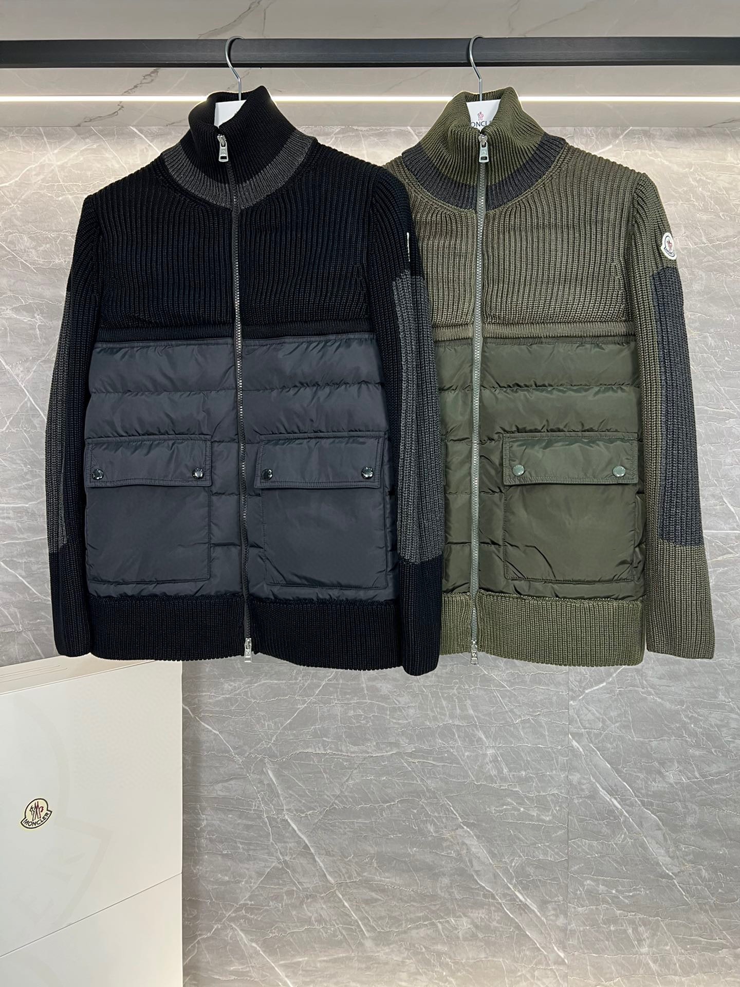 Moncler Clothing Down Jacket Splicing Wool