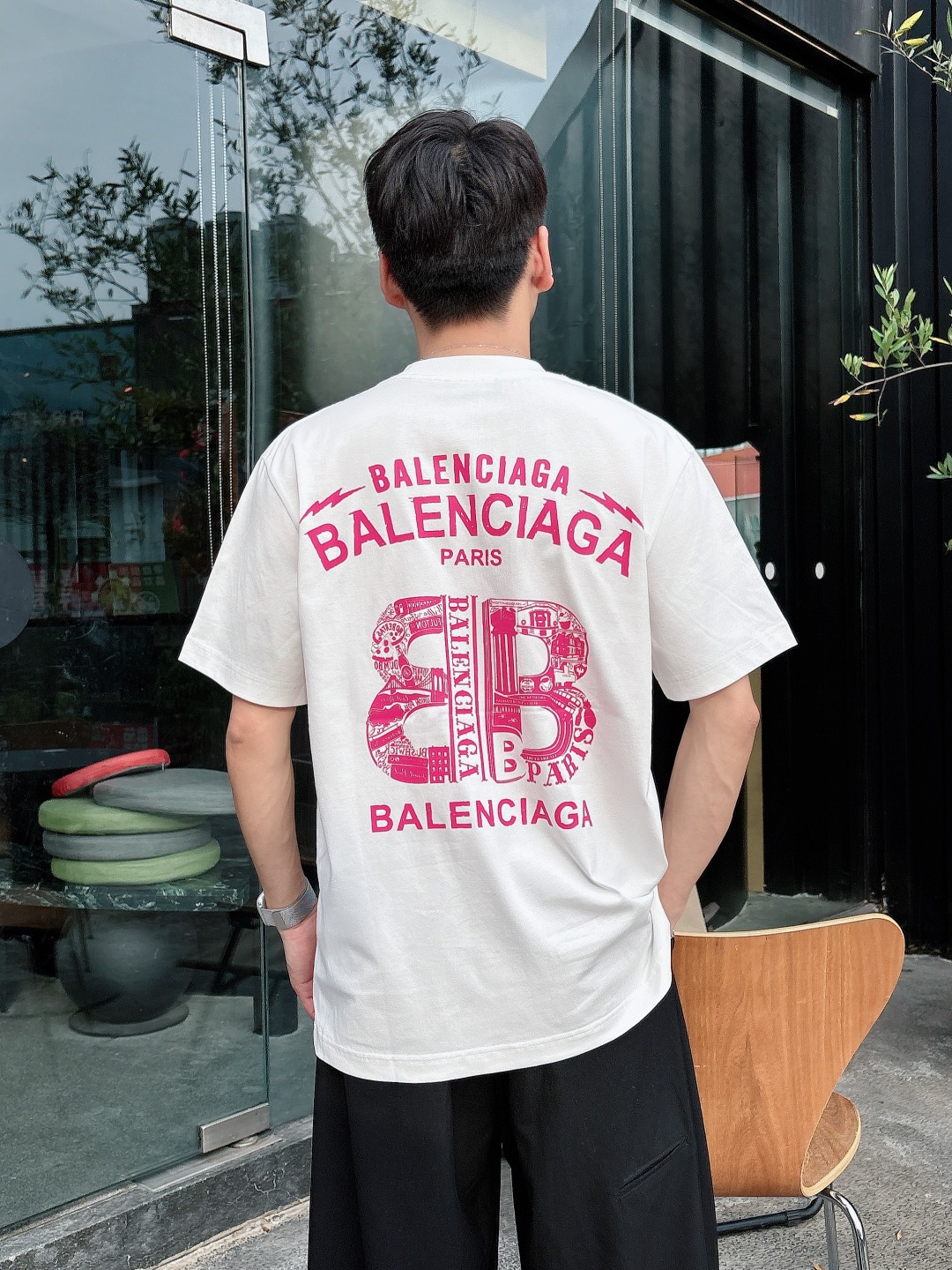  巴黎世家 2025春夏新款男女同款👫短袖T恤，！定制专属纯棉面料，定制原版工艺螺纹，胸前重工字母log