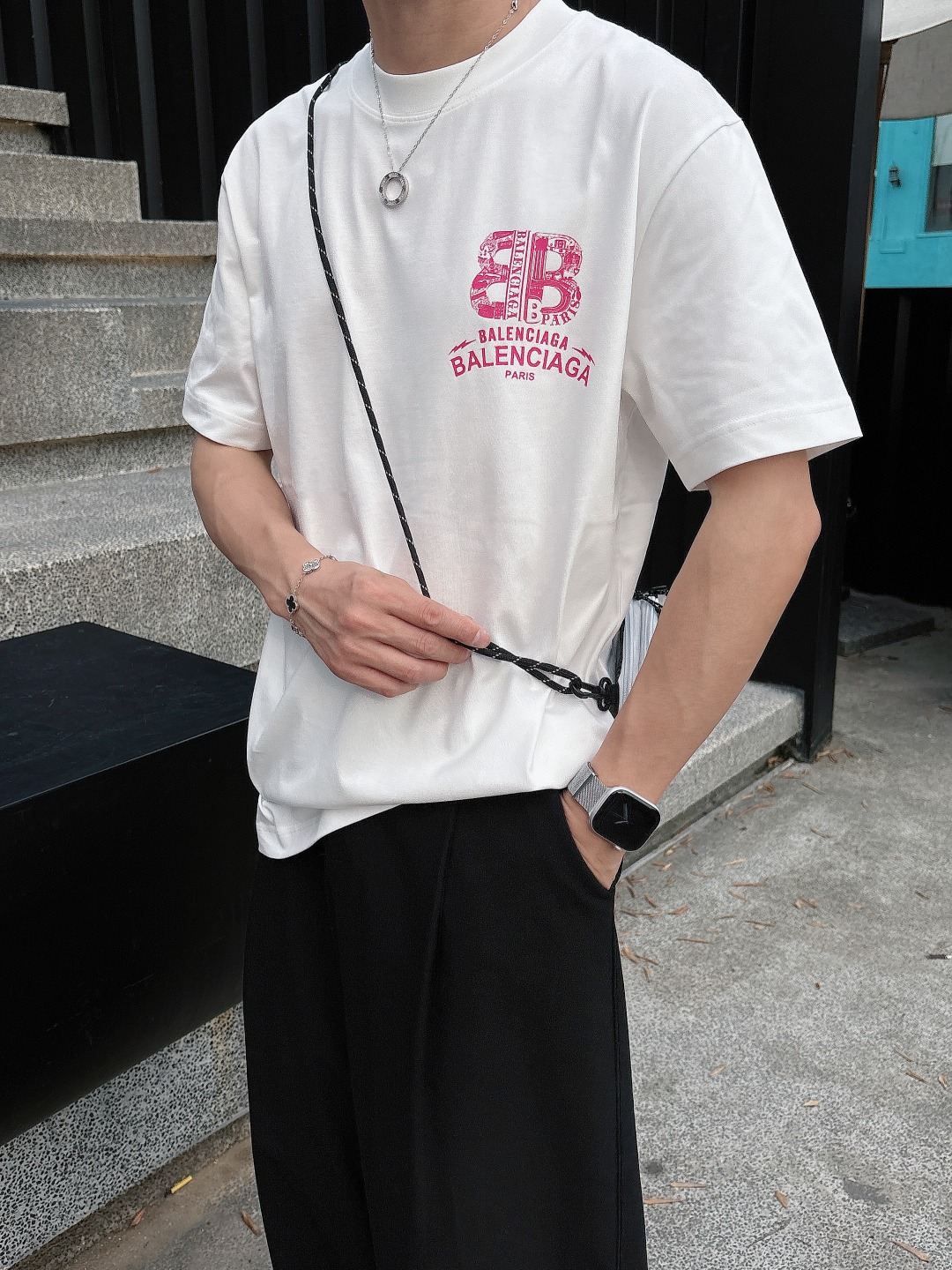  巴黎世家 2025春夏新款男女同款👫短袖T恤，！定制专属纯棉面料，定制原版工艺螺纹，胸前重工字母log