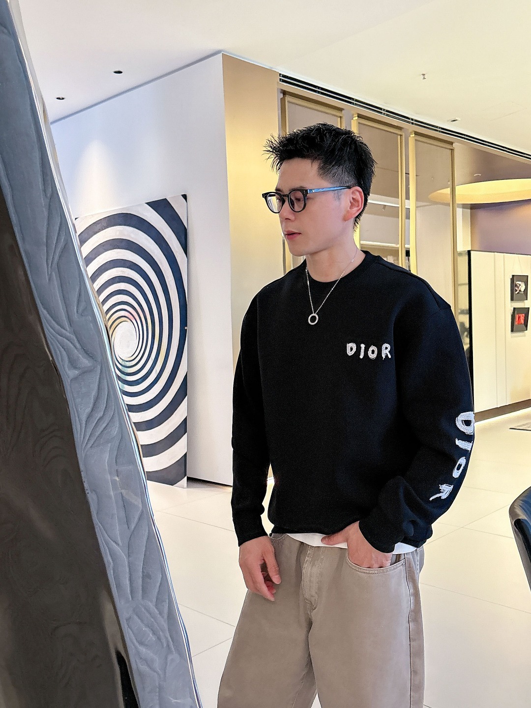 Dior 迪奥# 2025秋冬新款 八明治空气层套头圆领卫衣男女同款时尚休闲套头卫衣衫！贸易公司渠道稀出