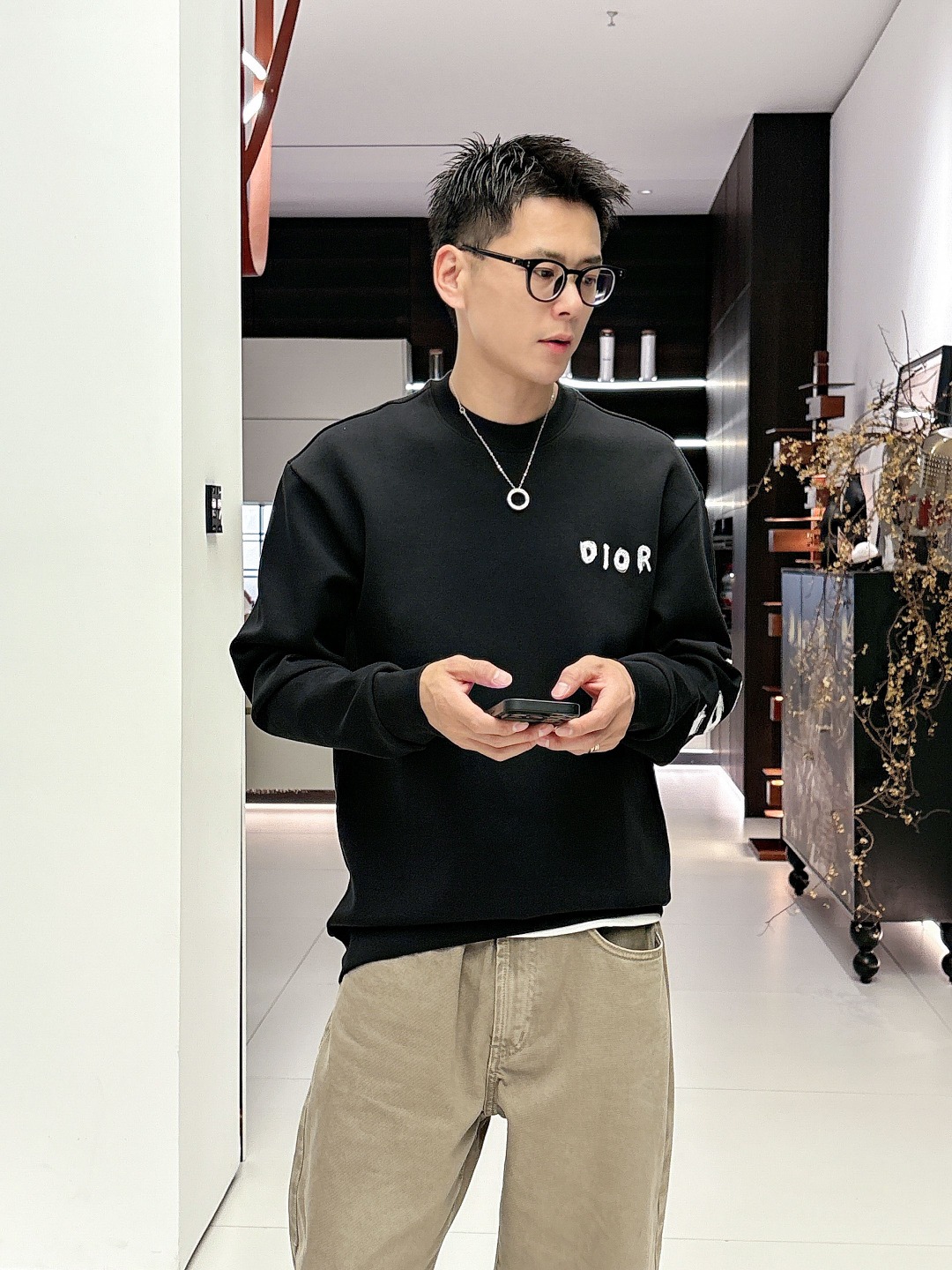 Dior 迪奥# 2025秋冬新款 八明治空气层套头圆领卫衣男女同款时尚休闲套头卫衣衫！贸易公司渠道稀出