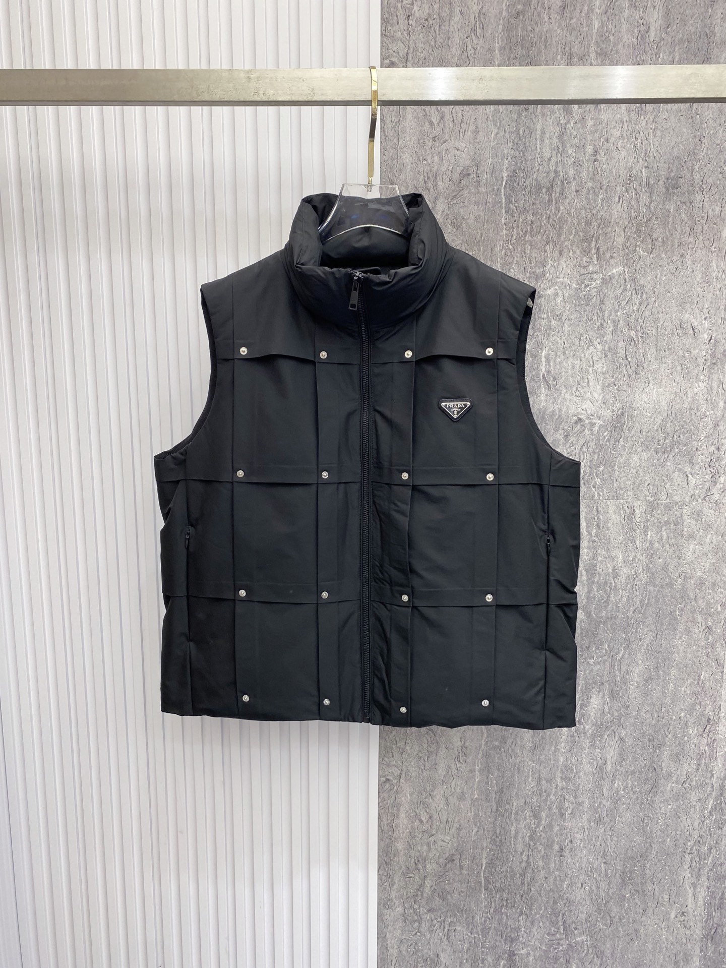 Prada Black Hooded Puffer Vest