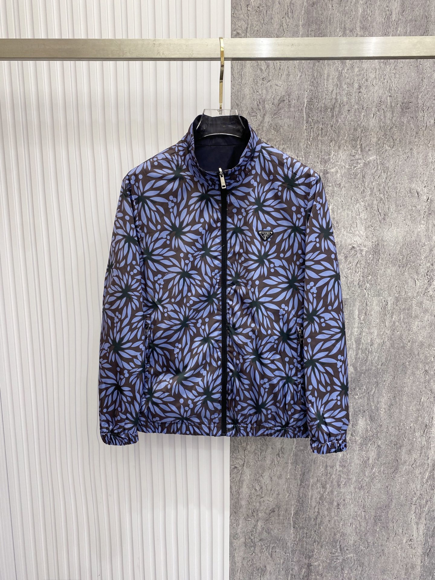 Prada Blue Patterned Zip Jacket
