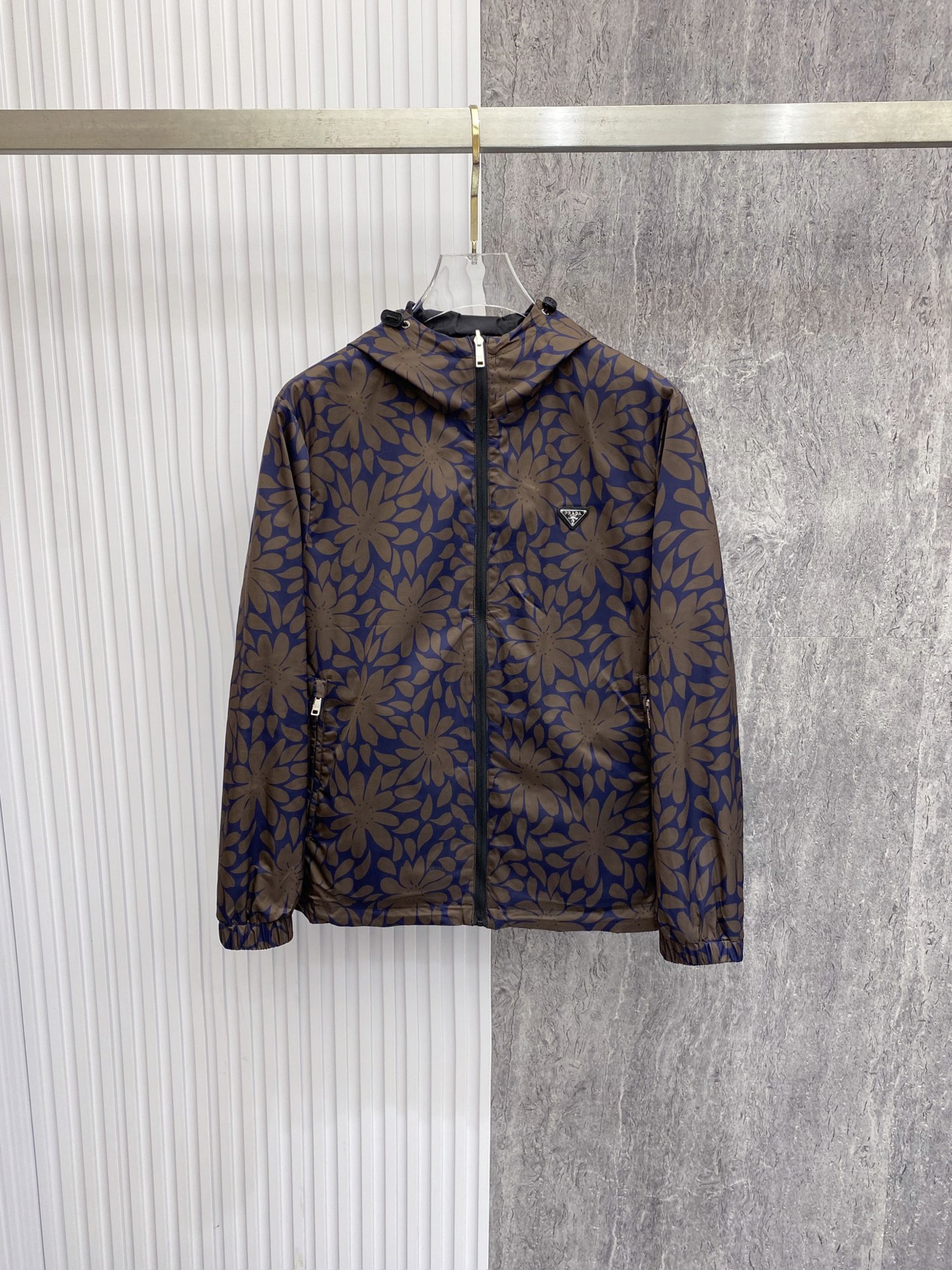 Prada Brown Patterned Hooded Jacket