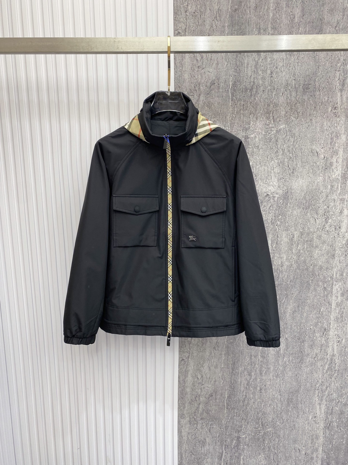 Burberry Black Hooded Flap Pocket Jacket