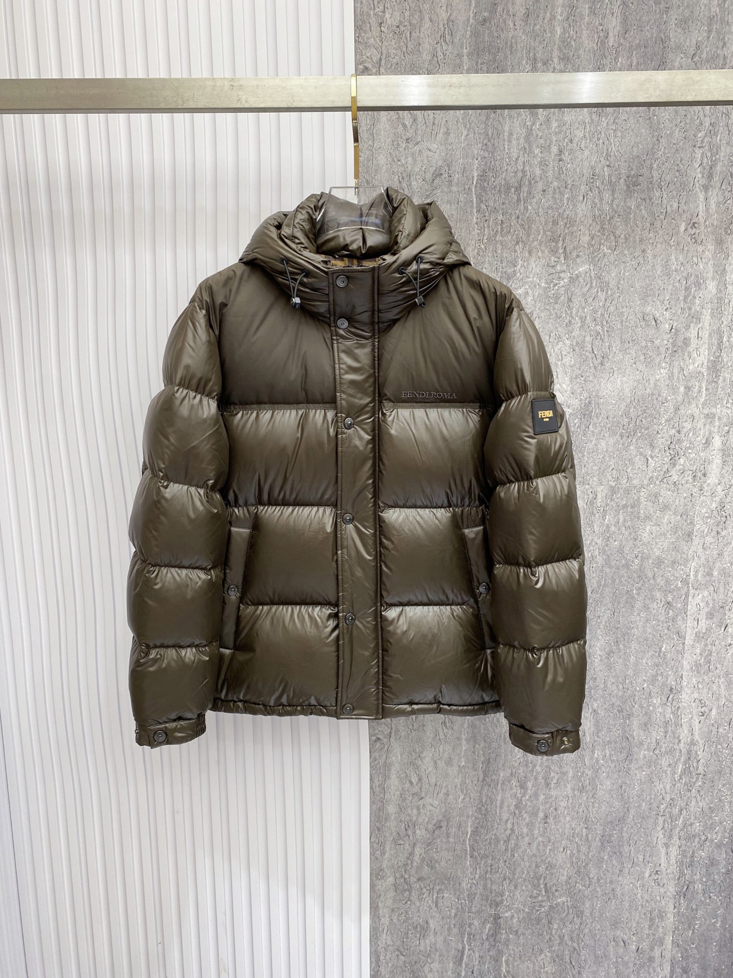 Fendi Olive Hooded Puffer Jacket