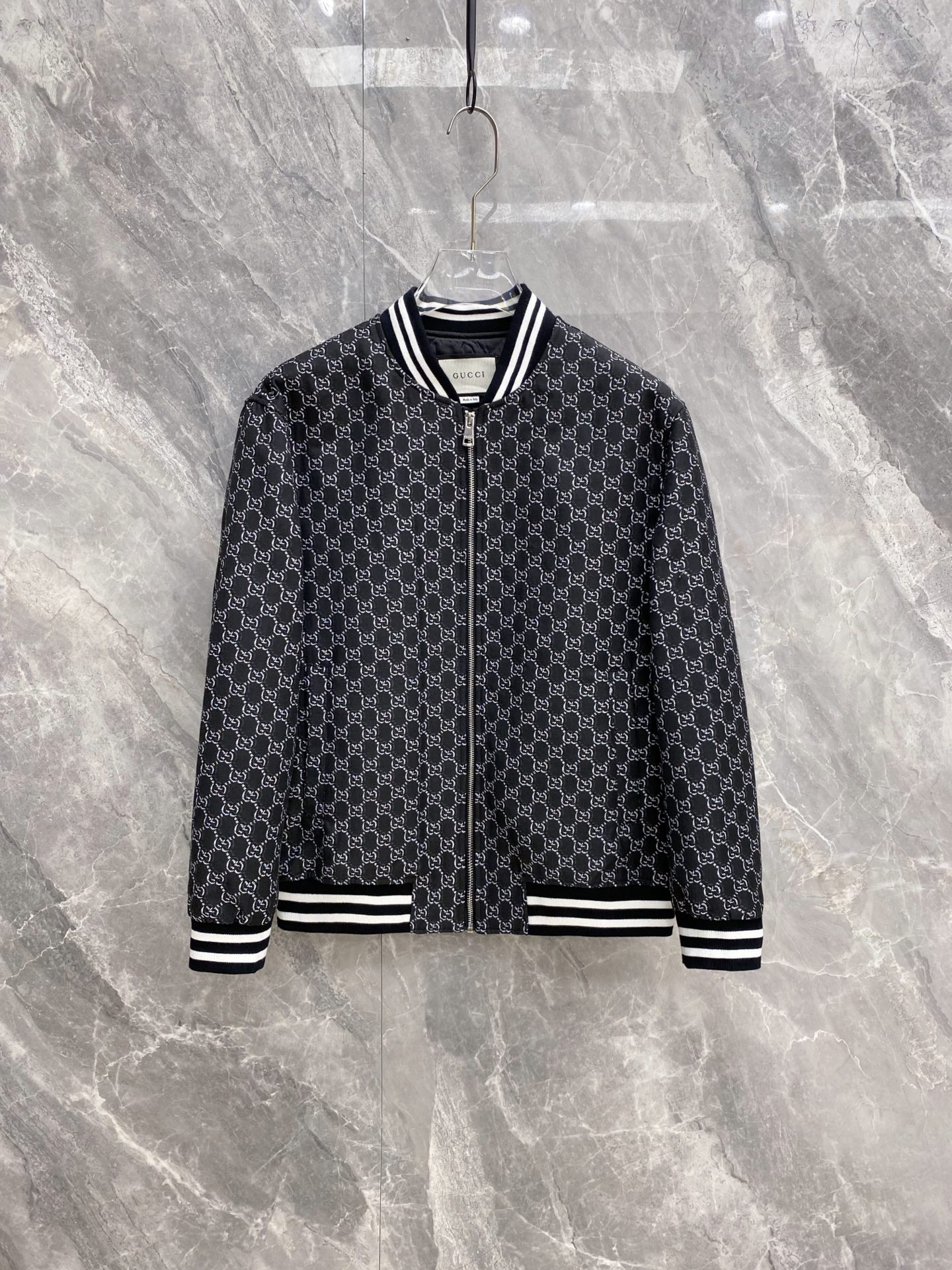 Gucci Black Monogram Bomber Jacket