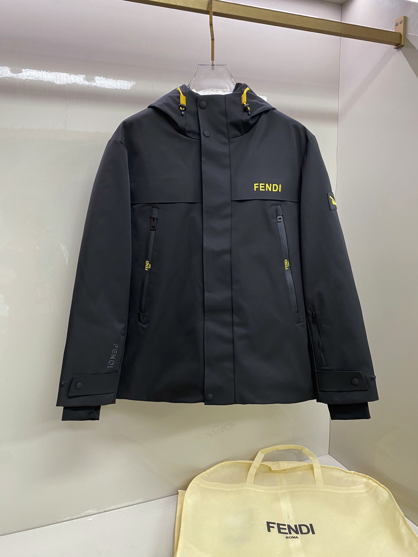 Fendi Black Hooded Zip Jacket