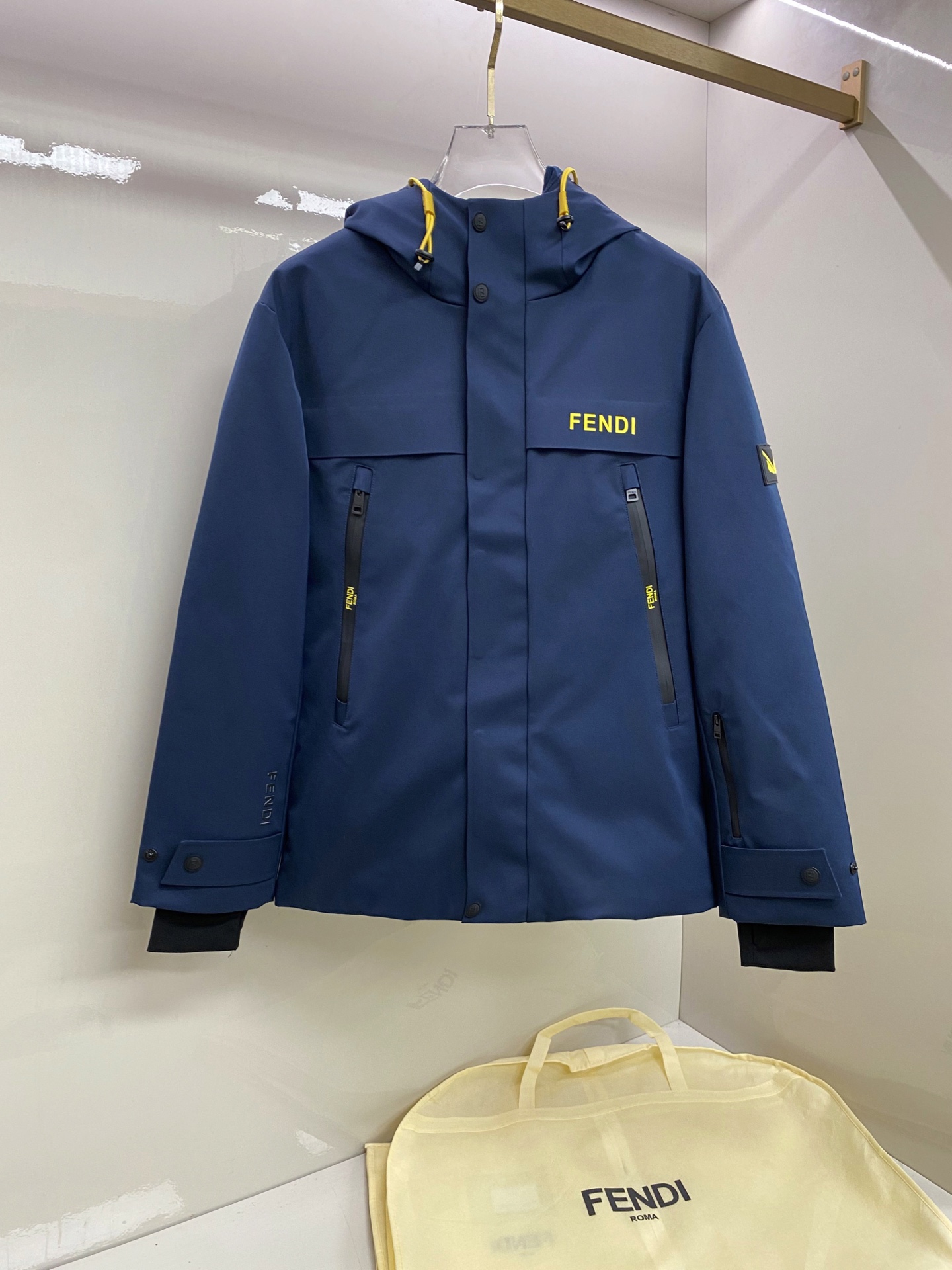 Fendi Blue Hooded Zip Jacket