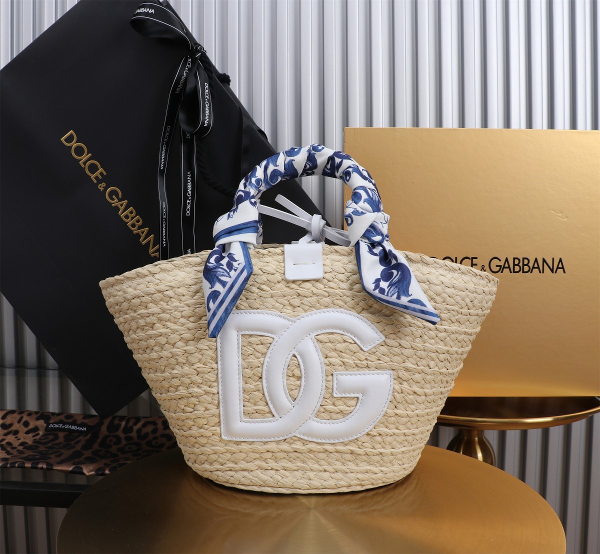 Dolce & Gabbana Raffia Tote Bag with Floral Scarf - Woven Design 2 a1714284676317 2811