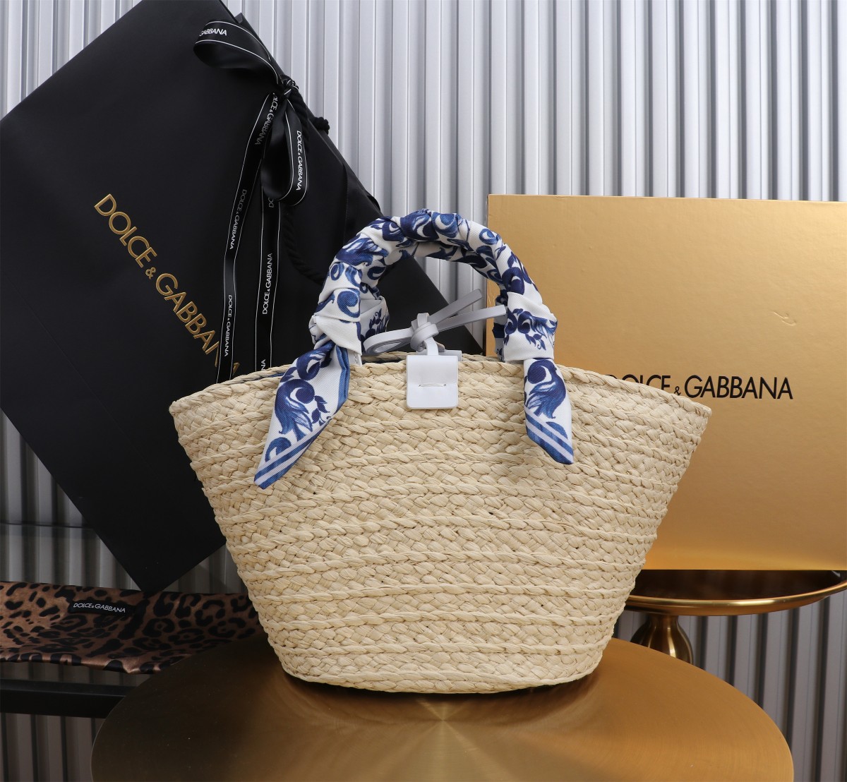 Dolce & Gabbana Raffia Tote Bag with Floral Scarf - Woven Design 4 a1714284676369 8285
