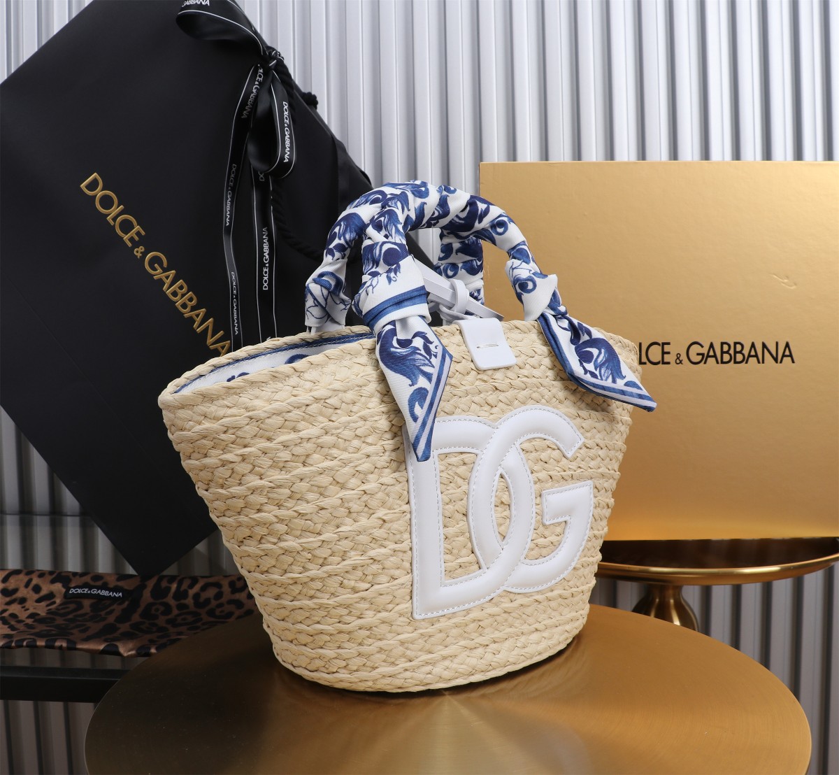 Dolce & Gabbana Raffia Tote Bag with Floral Scarf - Woven Design 3 a1714284676473 8251