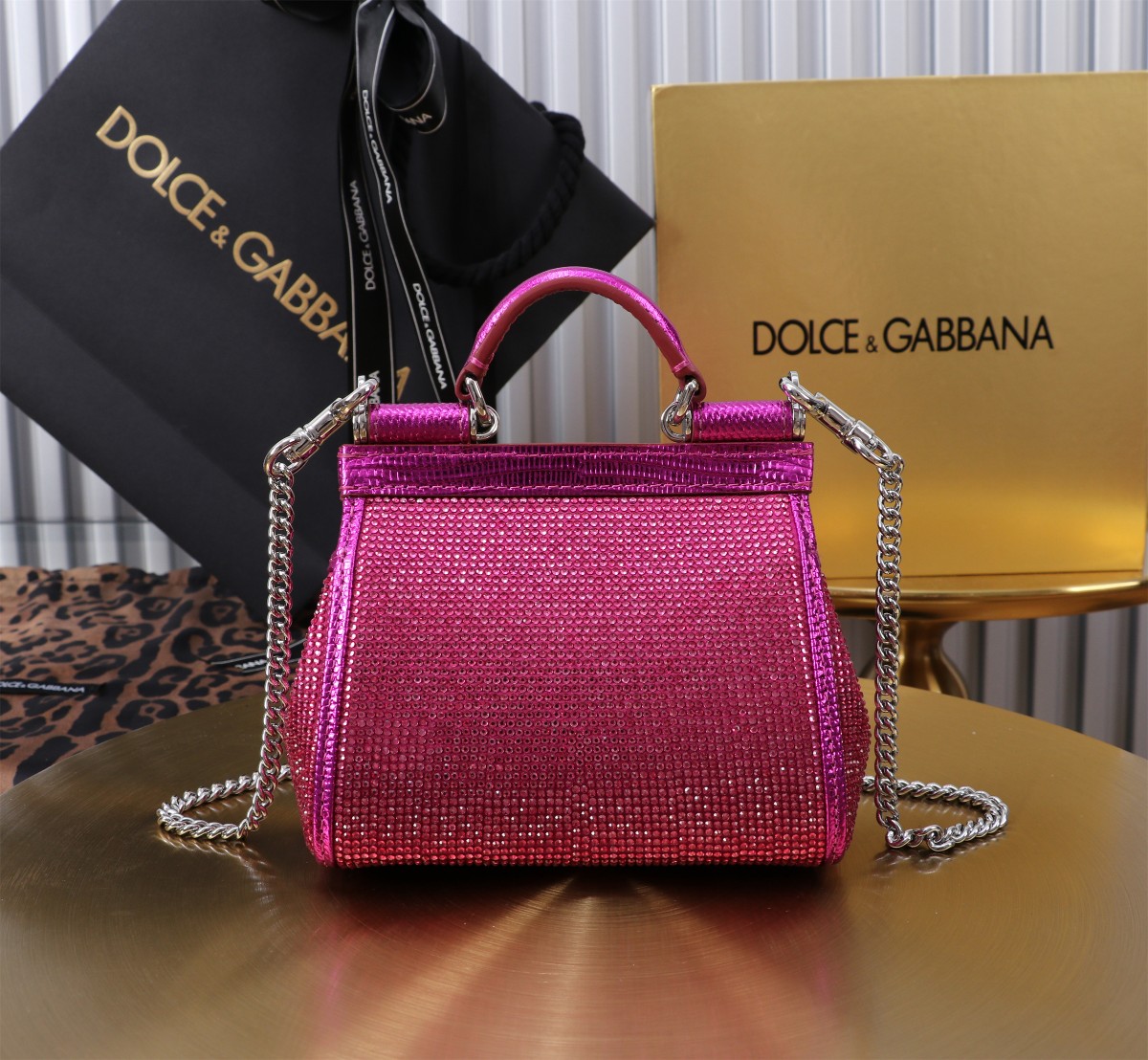 Dolce & Gabbana Sicily Mini Bag Full Diamond Lizard Skin Pink 4 a1726488634183 4734