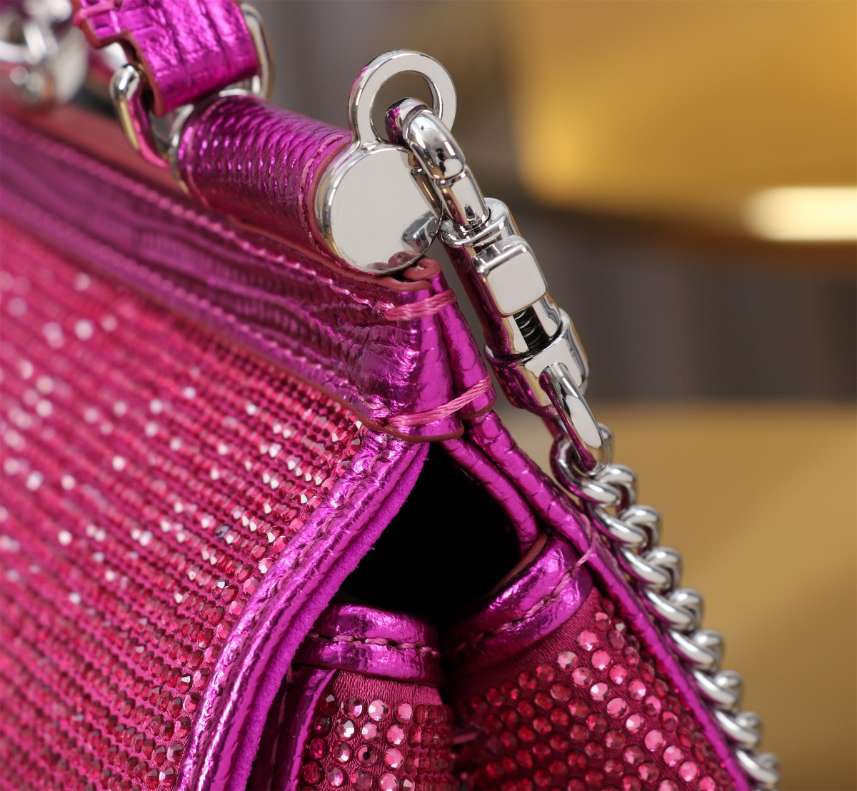Dolce & Gabbana Sicily Mini Bag Full Diamond Lizard Skin Pink 8 a1726488635643 8800