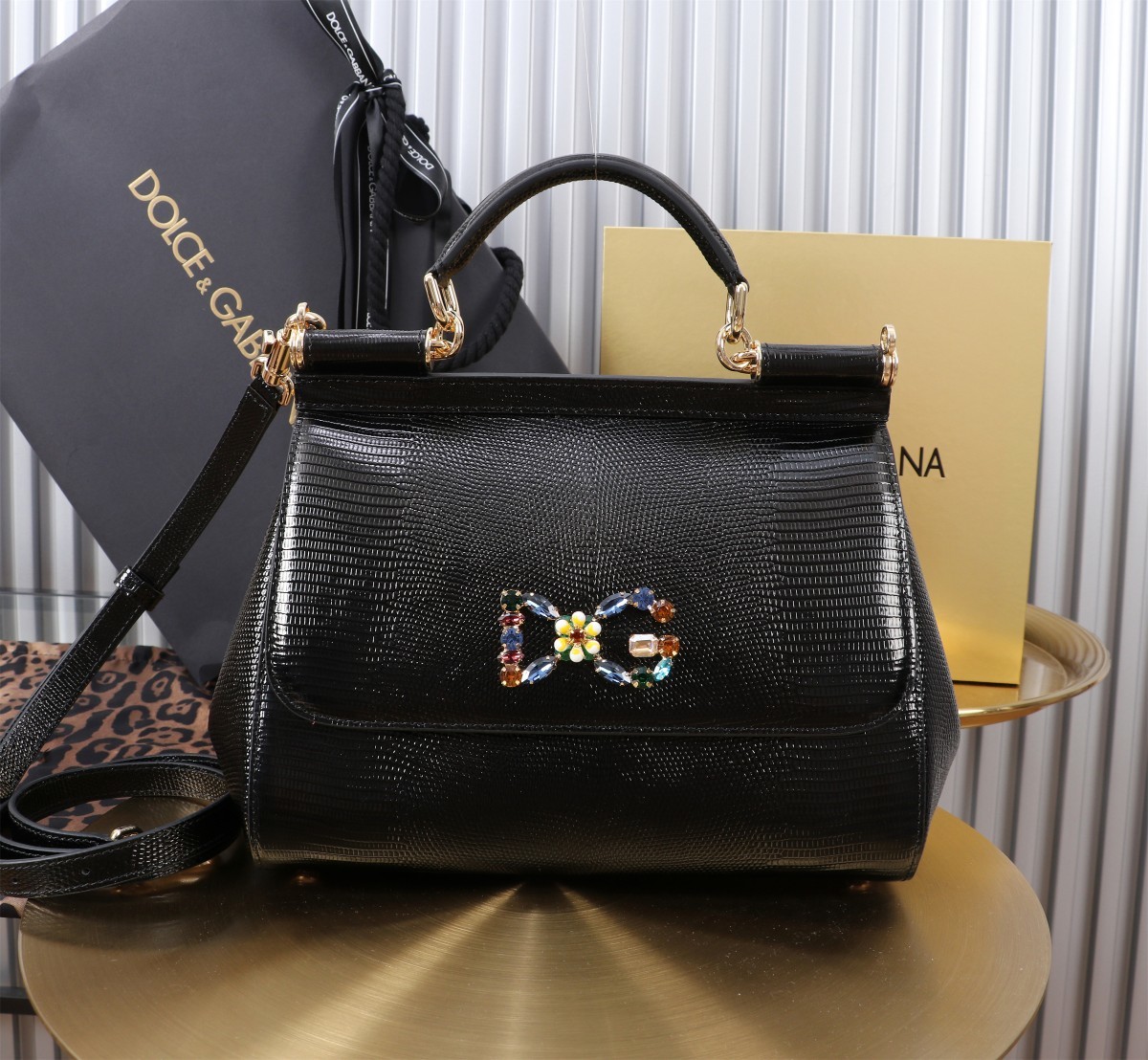 🦎🦎新款钻扣🔥🔥Dolce & Gabban杜嘉班纳 💋(🔍BB6113# 蜥蜴纹钻扣 Sicily 1