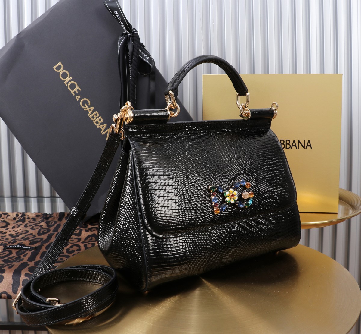 🦎🦎新款钻扣🔥🔥Dolce & Gabban杜嘉班纳 💋(🔍BB6113# 蜥蜴纹钻扣 Sicily 1